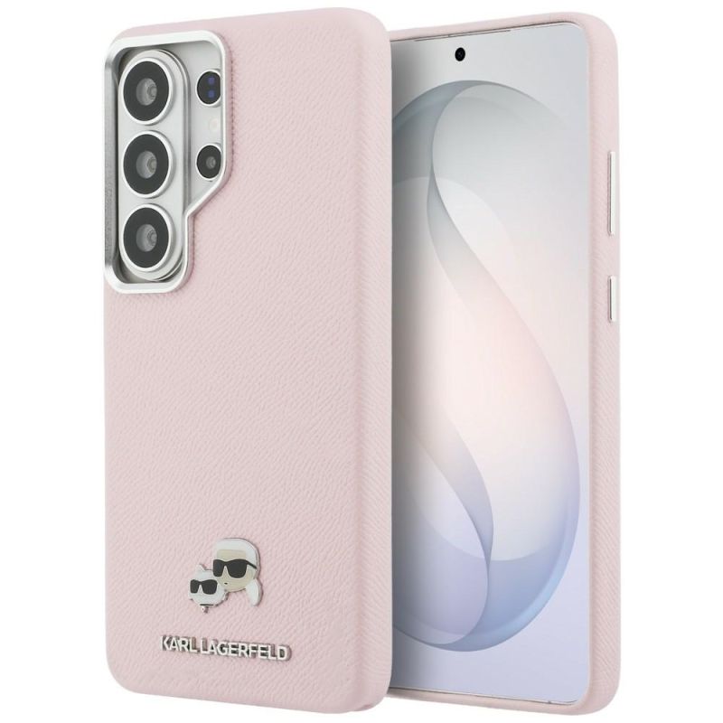 Husa Samsung Galaxy S26 Ultra - Karl Lagerfeld Wrapped Grained Leather with K&C Head Pin MagSafe (KLHMS26L6PFKCLP) - Pink
