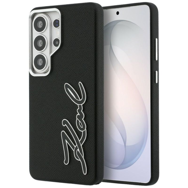 Husa Samsung Galaxy S26 Ultra - Karl Lagerfeld Full Wrapped Grained Leather with Signature Resin Logo (KLHCS26LPGFKSRSK) - Black
