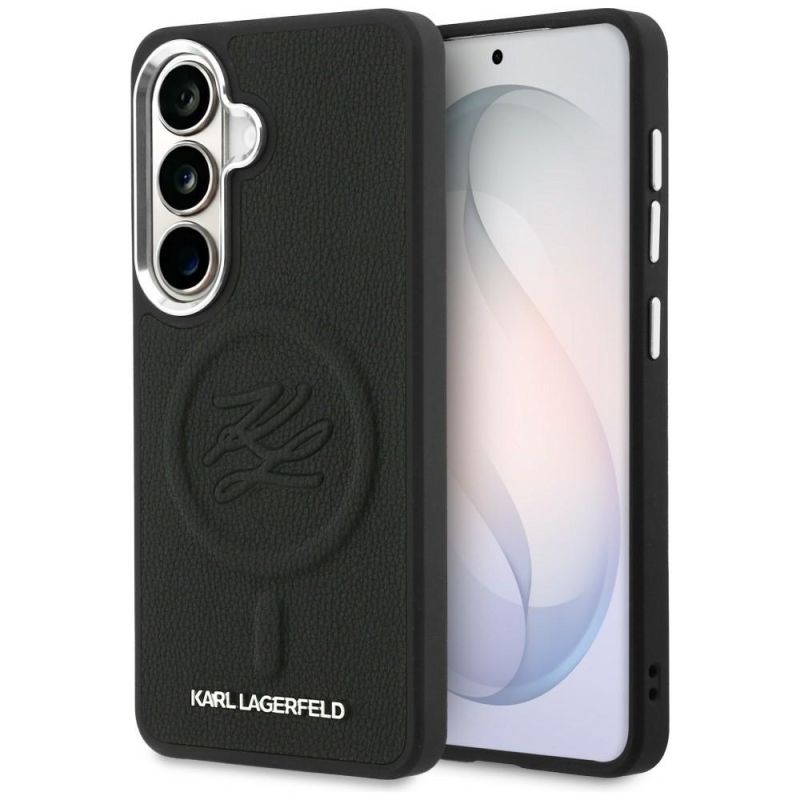 Husa Samsung Galaxy S26 Plus - Karl Lagerfeld Leather with Initial Logo Debossed MagSafe (KLHMS26MPGFKLRDK) - Black