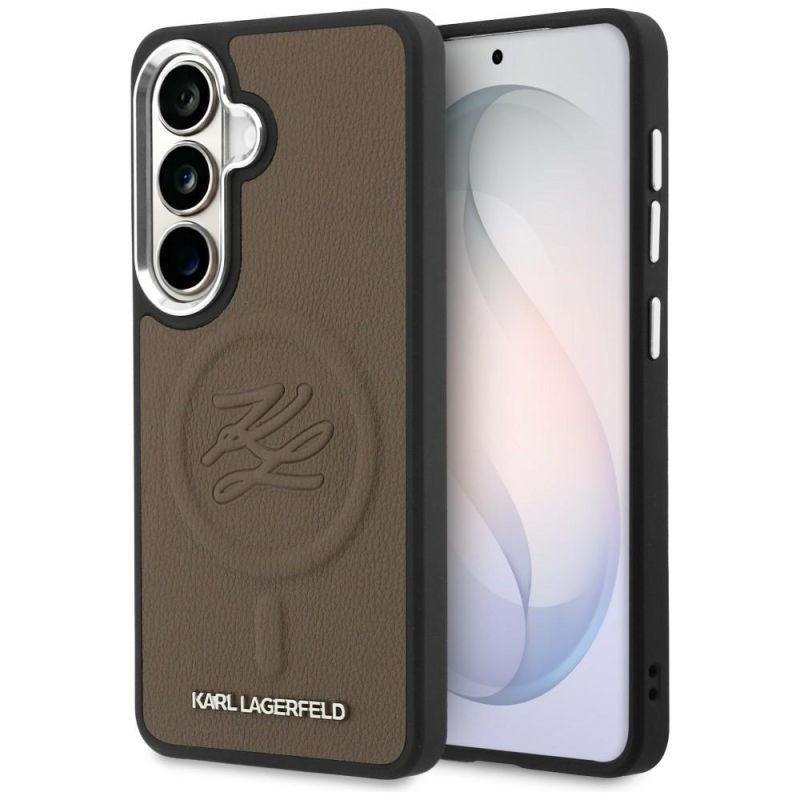 Husa Samsung Galaxy S26 - Karl Lagerfeld Leather with Initial Logo Debossed MagSafe (KLHMS26SPGFKLRDW) - Brown