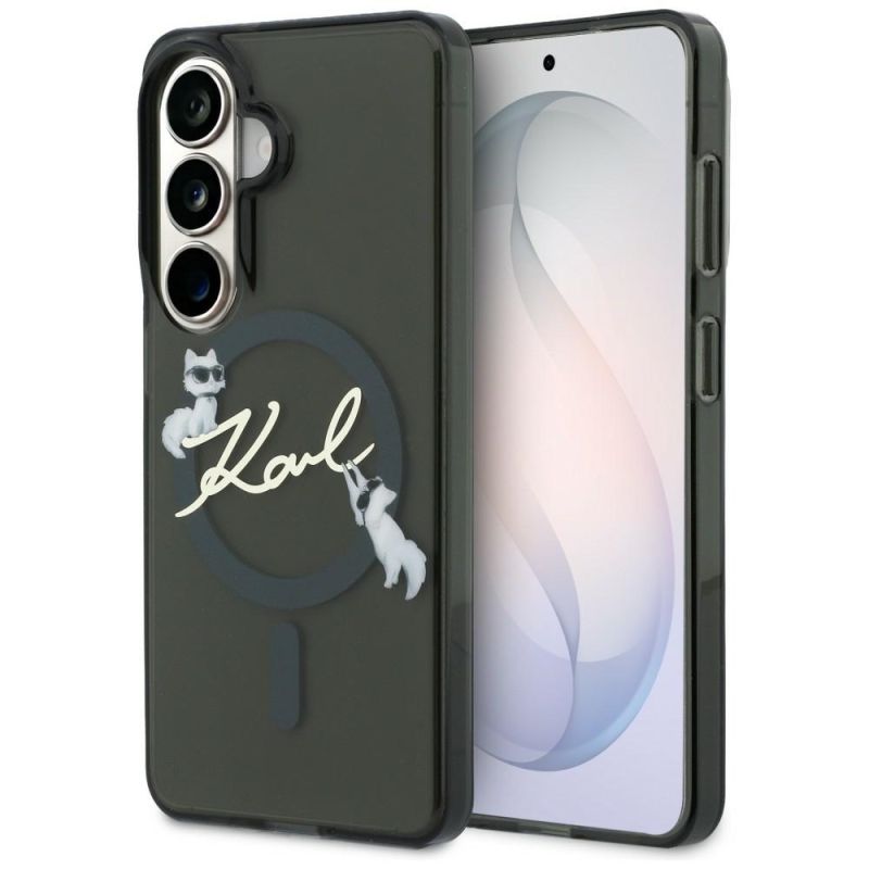 Husa pentru Samsung Galaxy S26 - Karl Lagerfeld IML Choupette Karl Script Logo MagSafe (KLHMS26S5HKSCAK) - Black