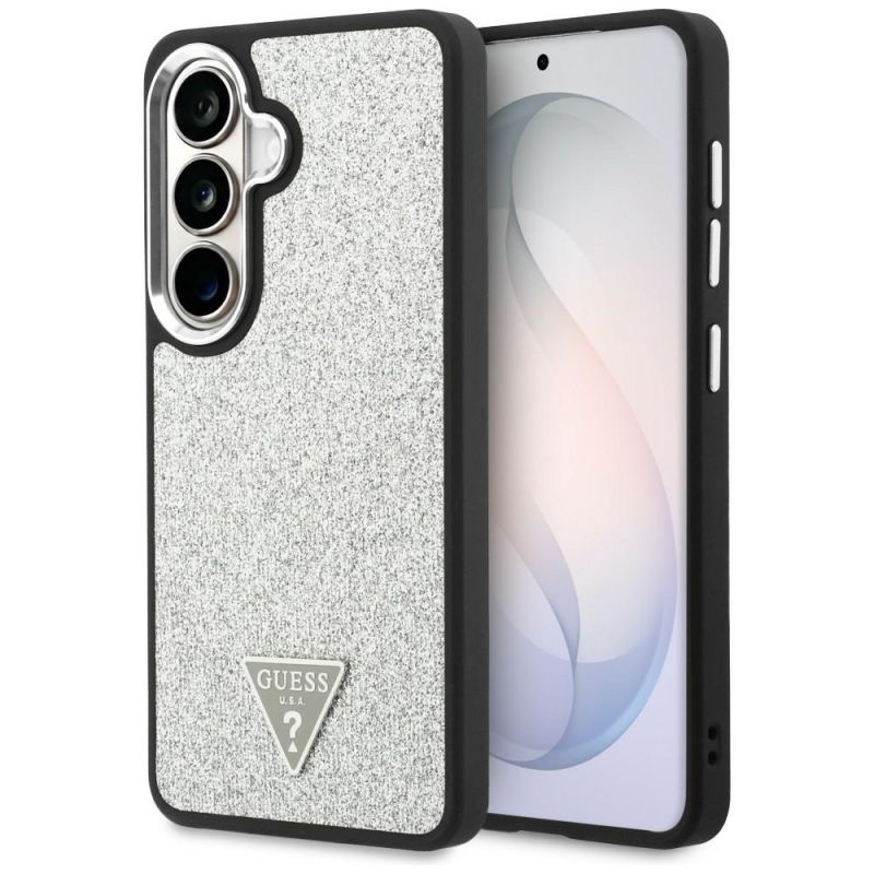 Husa pentru Samsung Galaxy S26 - Guess Fixed Glitter Triangle Logo MagSafe (GUHMS26SPFGTSCMS) - Silver