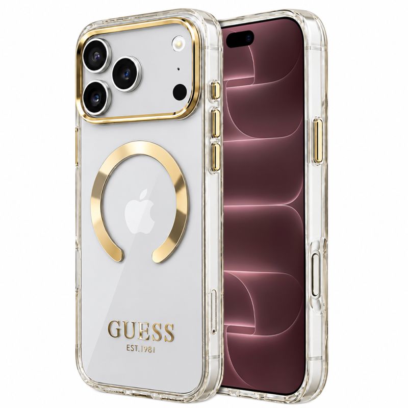 Husa pentru iPhone 18 Pro Max / iPhone 17 Pro Max - Guess Metal Outline MagSafe (GUHMP18XHTRMD) - Gold