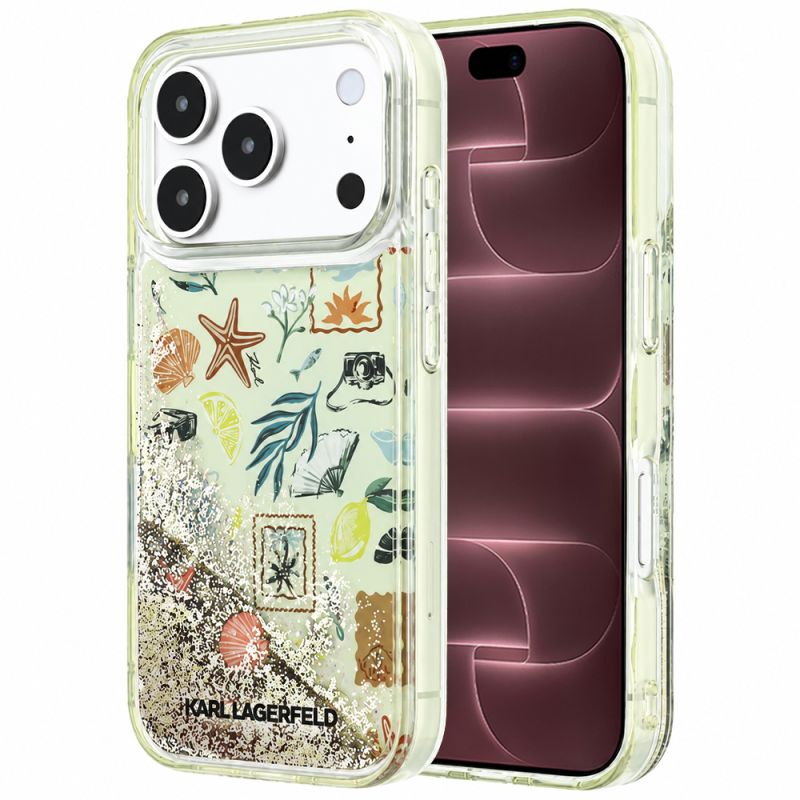 Husa pentru iPhone 18 Pro Max / iPhone 17 Pro Max - Karl Lagerfeld HC Liquid Glitter Beach and Sand (KLHCP18X6LCSPCE) - Beige