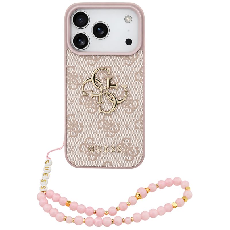 Husa pentru iPhone 18 Pro / iPhone 17 Pro - Guess Hardcase 4G Classic Logo with Strap (GUHCP18LP4GMGSP) - Pink