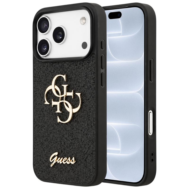 Husa pentru iPhone 18 Pro / iPhone 17 Pro - Guess Fixed Glitter Big 4G (GUHCP18LHG4SGK) - Black