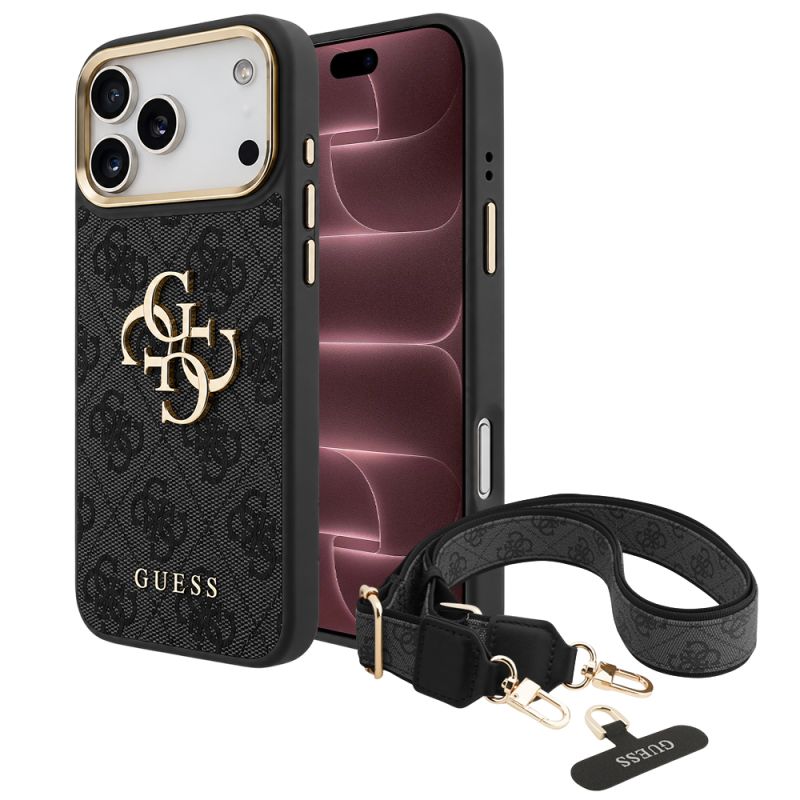 Husa pentru iPhone 18 Pro Max / iPhone 17 Pro Max - Guess Big 4G Classic Logo & Big Strap Metal Buttons (GUHCP18XP4G4BCSK) - Black