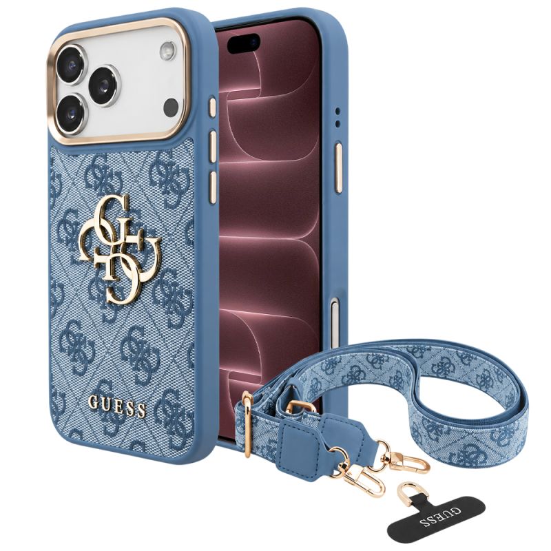 Husa pentru iPhone 18 Pro Max / iPhone 17 Pro Max - Guess Big 4G Classic Logo & Big Strap Metal Buttons (GUHCP18XP4G4BCSB) - Blue