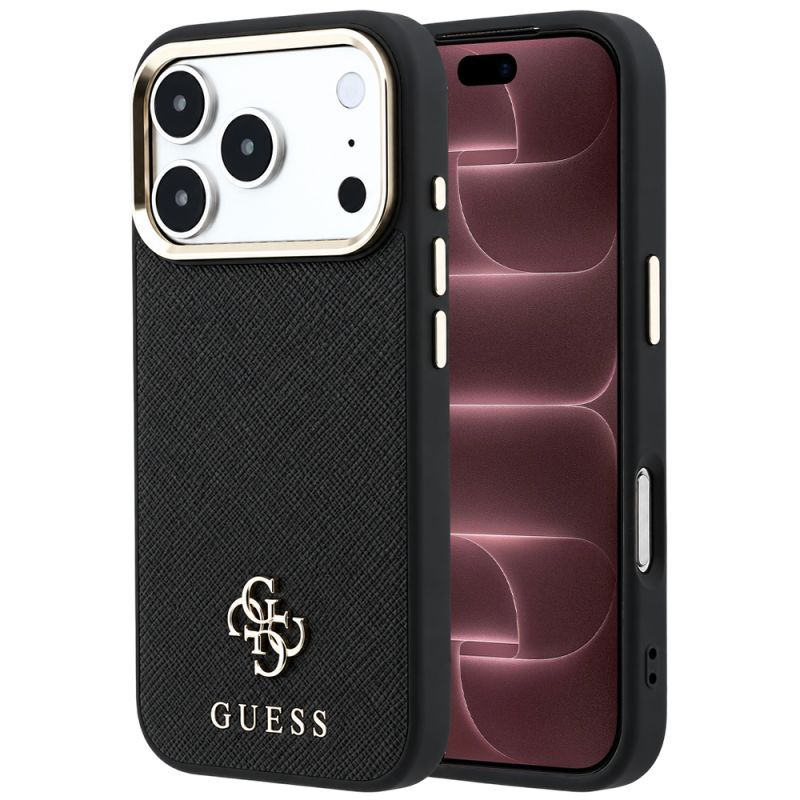 Husa pentru iPhone 18 Pro Max / iPhone 17 Pro Max - Guess Saffiano Small 4G Classic MagSafe (GUHMP18X6PSA4DMK) - Black
