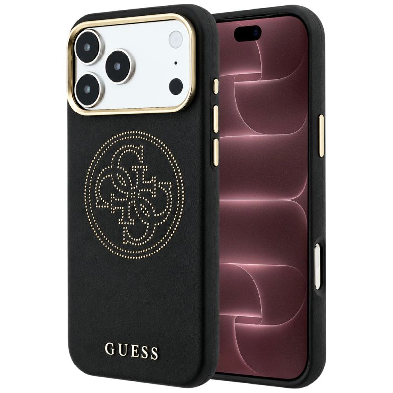 Husa pentru iPhone 18 Pro Max / iPhone 17 Pro Max - Guess Leather Perforated 4G MagSafe (GUHMP18X6PS4SRGK) - Black