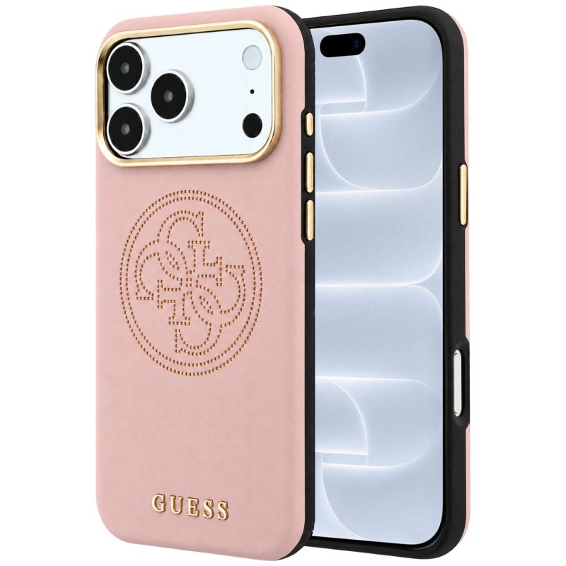 Husa pentru iPhone 18 Pro / iPhone 17 Pro - Guess Leather Perforated 4G MagSafe (GUHMP18L6PS4SRGP) - Pink