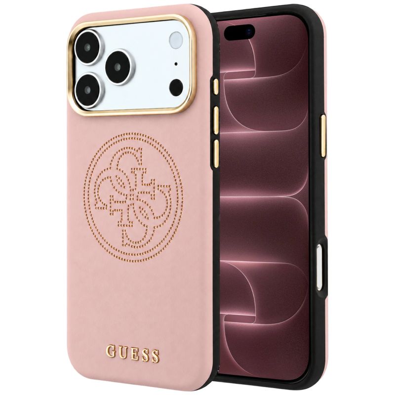 Husa pentru iPhone 18 Pro Max / iPhone 17 Pro Max - Guess Leather Perforated 4G MagSafe (GUHMP18X6PS4SRGP) - Pink