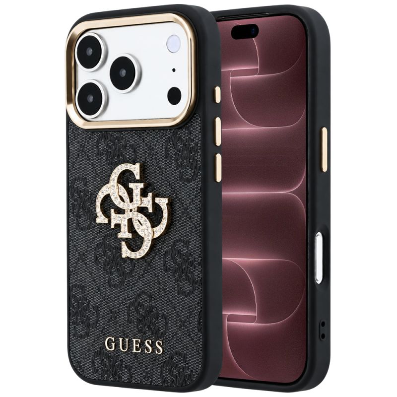 Husa pentru iPhone 18 Pro Max / iPhone 17 Pro Max - Guess Hardcase 4G Big Strass Logo (GUHCP18X6P4DSMLK) - Black