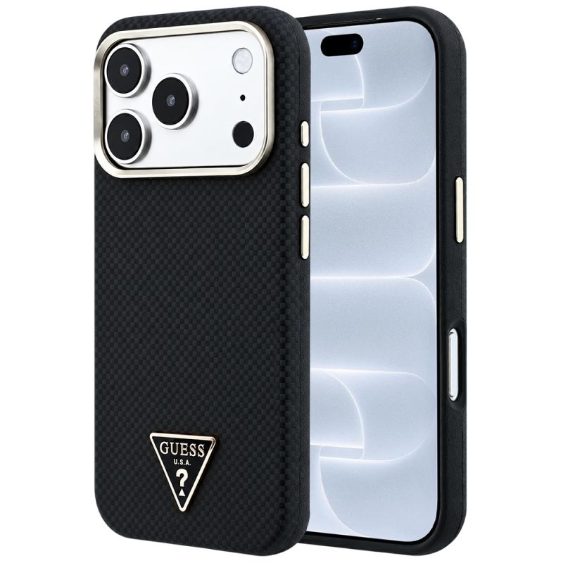 Husa pentru iPhone 18 Pro / iPhone 17 Pro - Guess Kevlar Triangle Logo MagSafe (GUHMP18L6PWKSGTK) - Black
