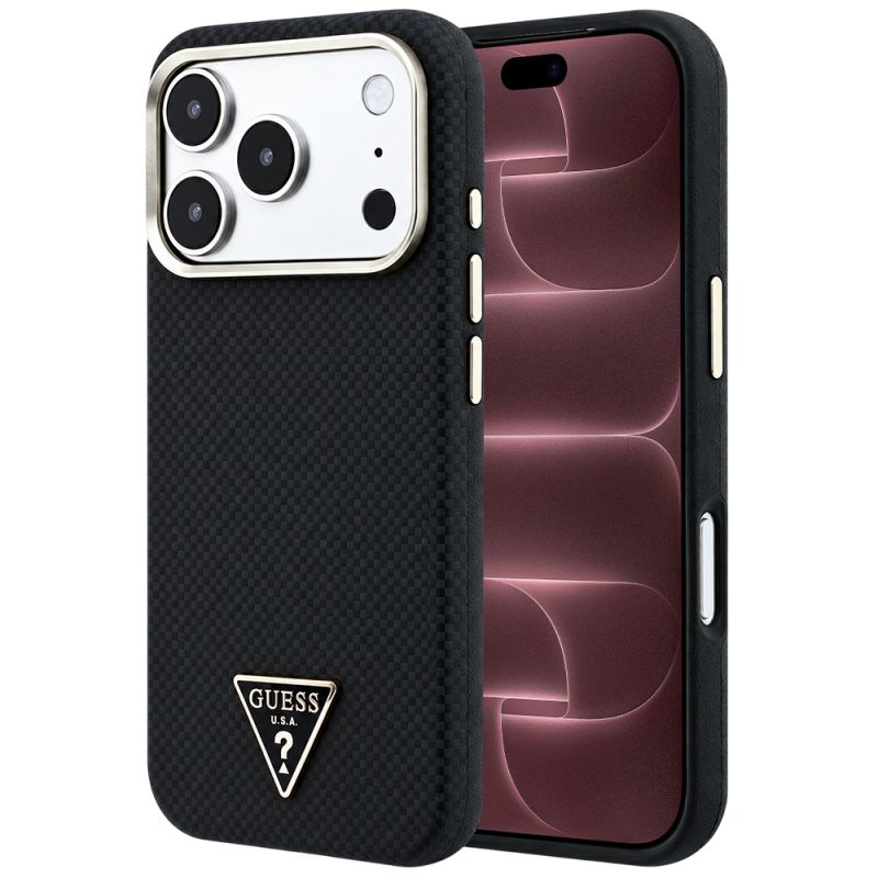 Husa pentru iPhone 18 Pro Max / iPhone 17 Pro Max - Guess Kevlar Triangle Logo MagSafe (GUHMP18X6PWKSGTK) - Black