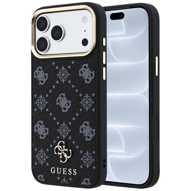 Husa pentru iPhone 18 Pro / iPhone 17 Pro - Guess Peony Small Logo MagSafe (GUHMP18L6PGS4NPK) - Black