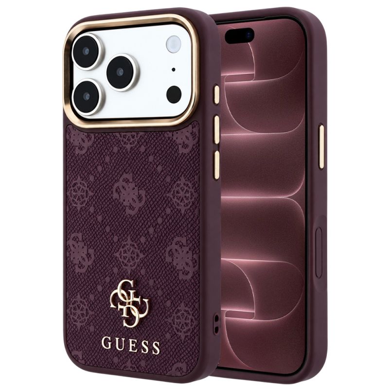 Husa pentru iPhone 18 Pro Max / iPhone 17 Pro Max - Guess Peony 4G Small Logo MagSafe (GUHMP18X6PGS4NPU) - Burgundy