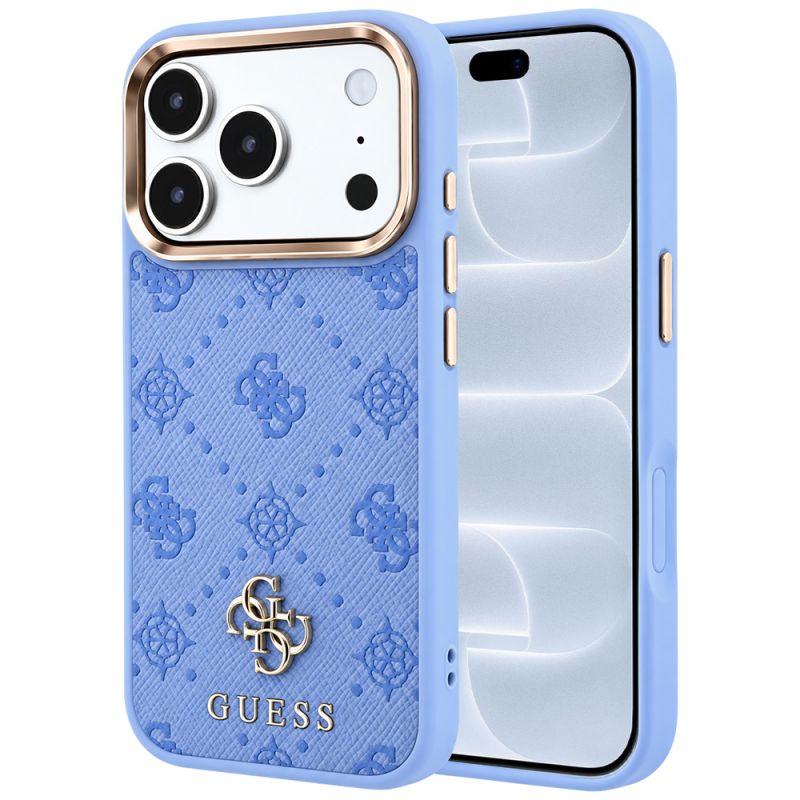 Husa pentru iPhone 18 Pro / iPhone 17 Pro - Guess Peony 4G Small Logo MagSafe (GUHMP18L6PGS4NPB) - Light Blue