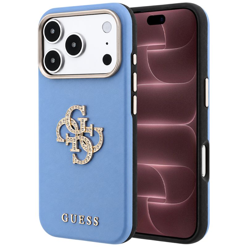 Husa pentru iPhone 18 Pro Max / iPhone 17 Pro Max - Guess Smooth Big Strass Logo (GUHCP18X6PWGSPDB) - Light Blue