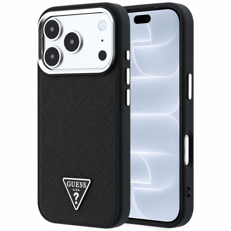 Husa pentru iPhone 18 Pro / iPhone 17 Pro - Guess Grained Triangle Logo MagSafe (GUHMP18LPGSMTLSK) - Black