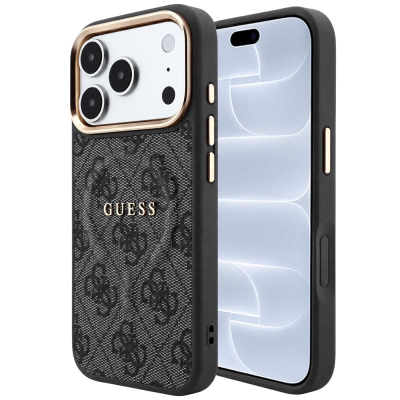 Husa pentru iPhone 18 Pro / iPhone 17 Pro - Guess 4G Embossed Classic MagSafe (GUHMP18LP4MSEGCK) - Black