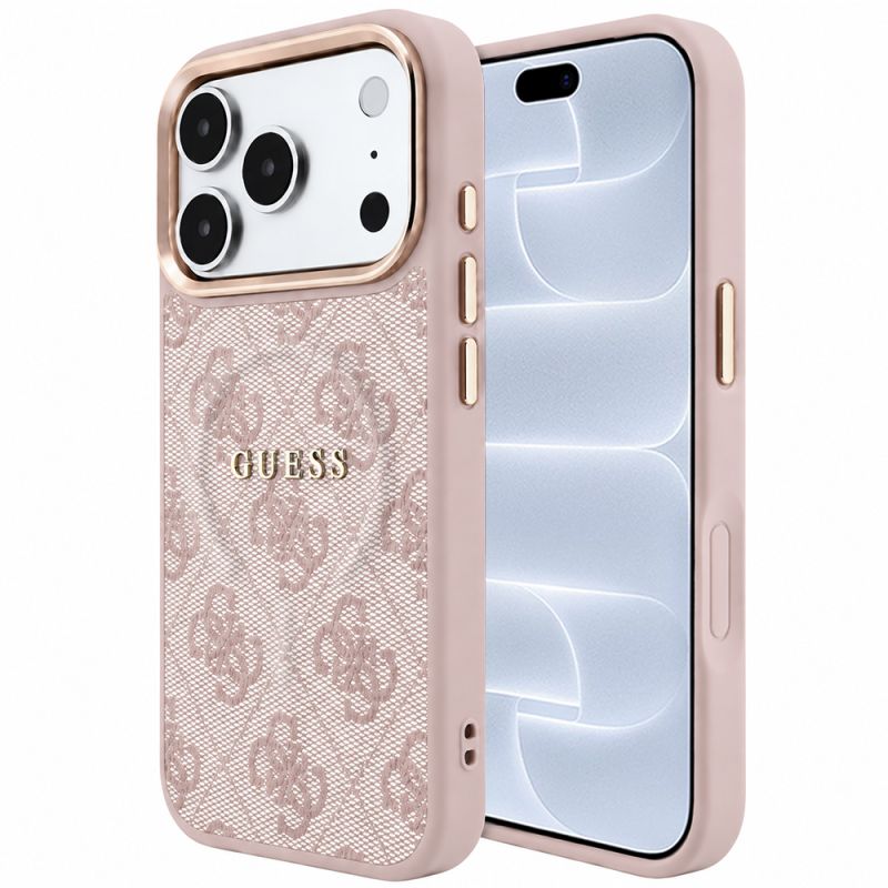 Husa pentru iPhone 18 Pro / iPhone 17 Pro - Guess 4G Embossed Classic MagSafe (GUHMP18LP4MSEGCP) - Pink