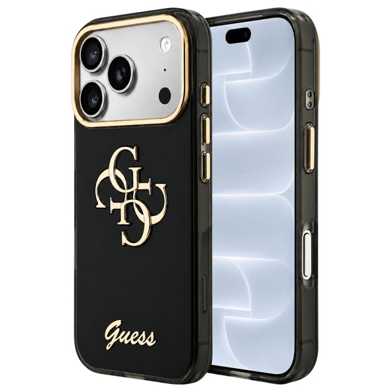 Husa pentru iPhone 18 Pro / iPhone 17 Pro - Guess IML 4G Metal Script (GUHCP18L5HC4MLSK) - Black