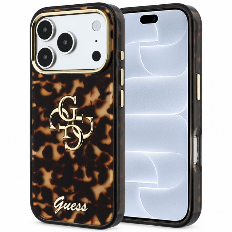 Husa pentru iPhone 18 Pro / iPhone 17 Pro - Guess IML 4G Metal Script (GUHCP18L6HT4SMW) - Tortoise