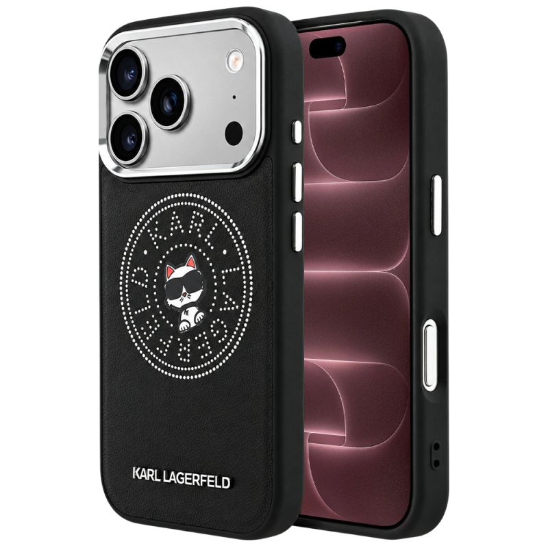 Husa iPhone 18 Pro Max / iPhone 17 Pro Max - Karl Lagerfeld Leather Point and C Sketch MagSafe (KLHMP18X6PCCPRK) - Black