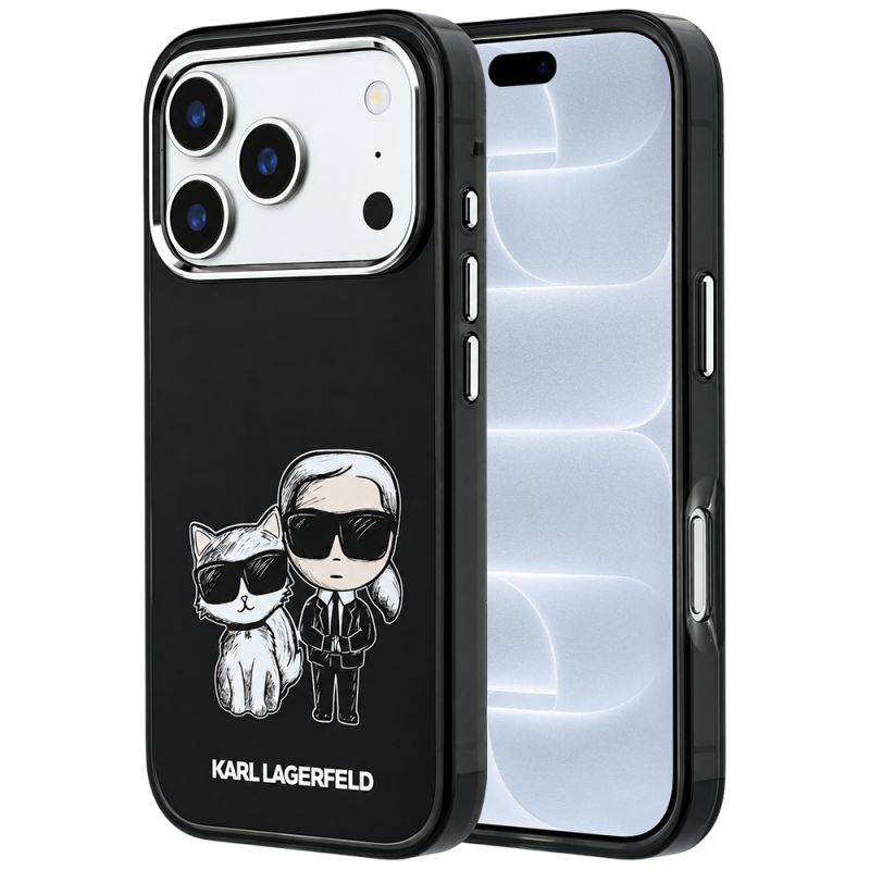 Husa pentru iPhone 18 Pro / iPhone 17 Pro - Karl Lagerfeld IML KC Bodies Sketch Print MagSafe (KLHMP18L6HKCIDK) - Black