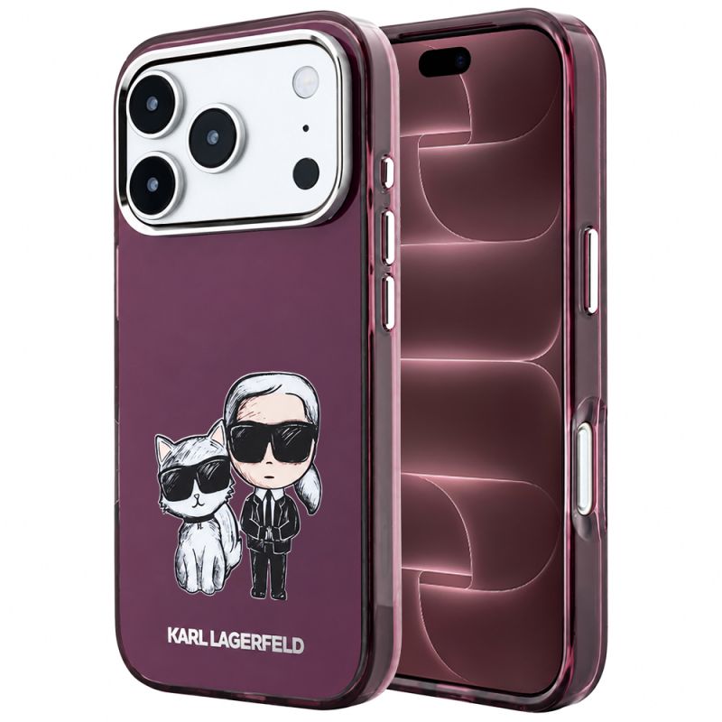 Husa pentru iPhone 18 Pro Max / iPhone 17 Pro Max - Karl Lagerfeld IML KC Bodies Sketch Print MagSafe (KLHMP18X6HKCIDR) - Burgundy