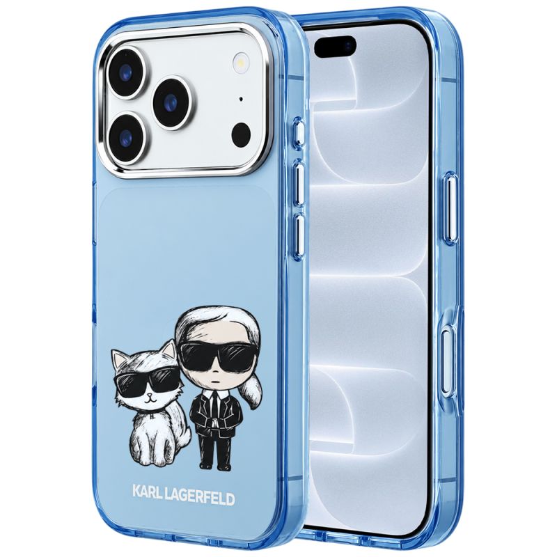 Husa pentru iPhone 18 Pro / iPhone 17 Pro - Karl Lagerfeld IML KC Bodies Sketch Print MagSafe (KLHMP18L6HKCIDB) - Light Blue