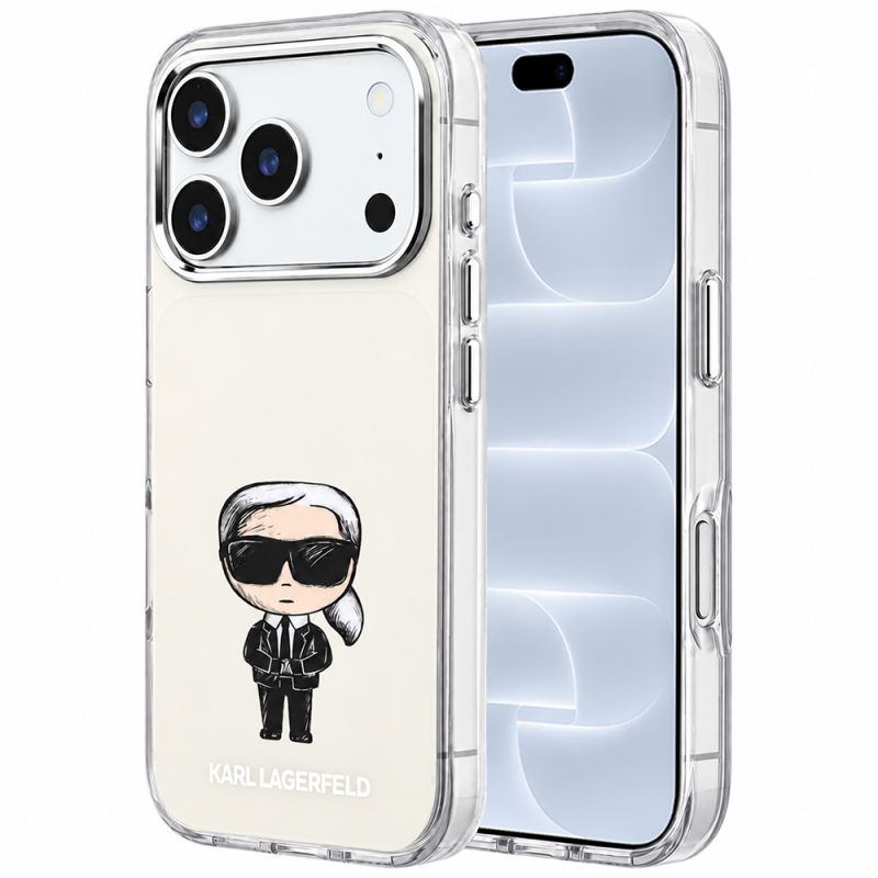 Husa pentru iPhone 18 Pro / iPhone 17 Pro - Karl Lagerfeld IML Ikonik Sketch Print MagSafe (KLHMP18L6HKIKDE) - Beige