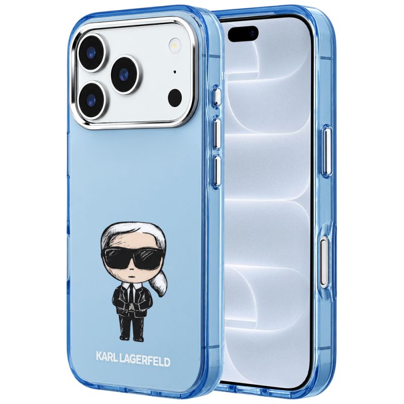 Husa pentru iPhone 18 Pro / iPhone 17 Pro - Karl Lagerfeld IML Ikonik Sketch Print MagSafe (KLHMP18L6HKIKDB) - Light Blue