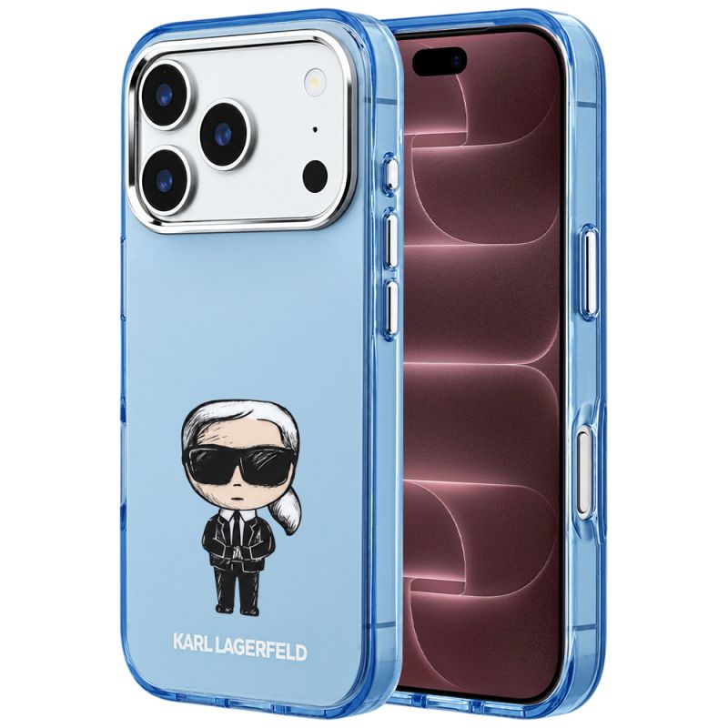 Husa pentru iPhone 18 Pro Max / iPhone 17 Pro Max - Karl Lagerfeld IML Ikonik Sketch Print MagSafe (KLHMP18X6HKIKDB) - Light Blue