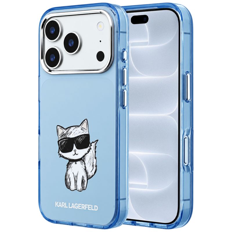 Husa pentru iPhone 18 Pro / iPhone 17 Pro - Karl Lagerfeld IML Choupette Body Sketch Print MagSafe (KLHMP18L6HCIKDB) - Light Blue