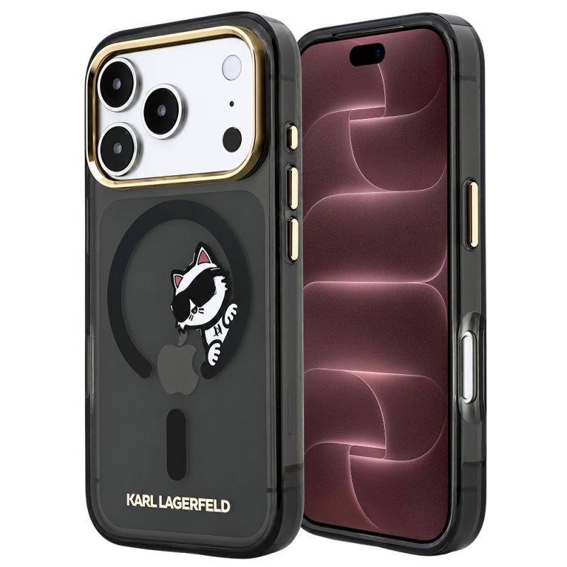 Husa pentru iPhone 18 Pro Max / iPhone 17 Pro Max - Karl Lagerfeld IML Peekaboo Print and Metal Frame MagSafe (KLHMP18X6HCPSCK) - Black