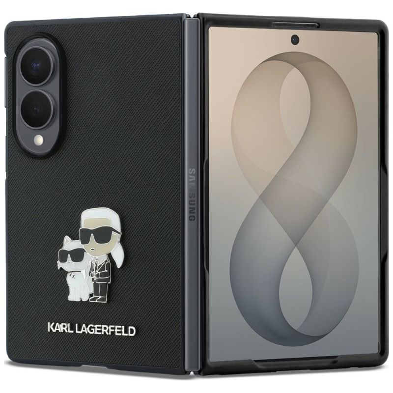 Husa pentru Samsung Galaxy Z Fold8 - Karl Lagerfeld Saffiano Karl&Choupette Metal Pin (KLHCZFW8SAPKCNPK) - Black