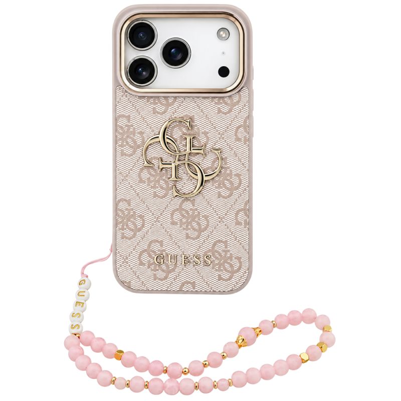 Husa pentru iPhone 18 Pro / iPhone 17 Pro - Guess Hardcase 4G Classic Logo with Strap (GUHCP18LP4GMGSCP) - Pink