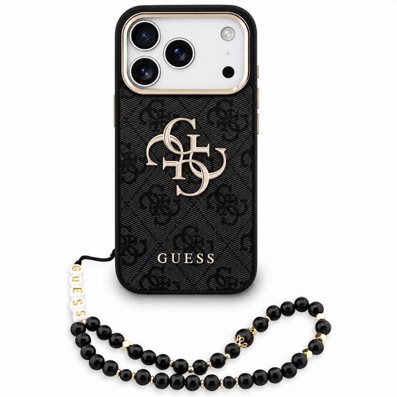 Husa pentru iPhone 18 Pro Max / iPhone 17 Pro Max - Guess Hardcase 4G Classic Logo with Strap (GUHCP18XP4GMGSCK) - Black