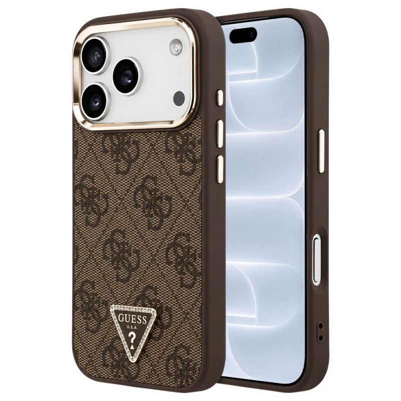 Husa pentru iPhone 18 Pro / iPhone 17 Pro - Guess Hardcase 4G Triangle Logo MagSafe (GUHMP18LP4GTDGMW) - Brown