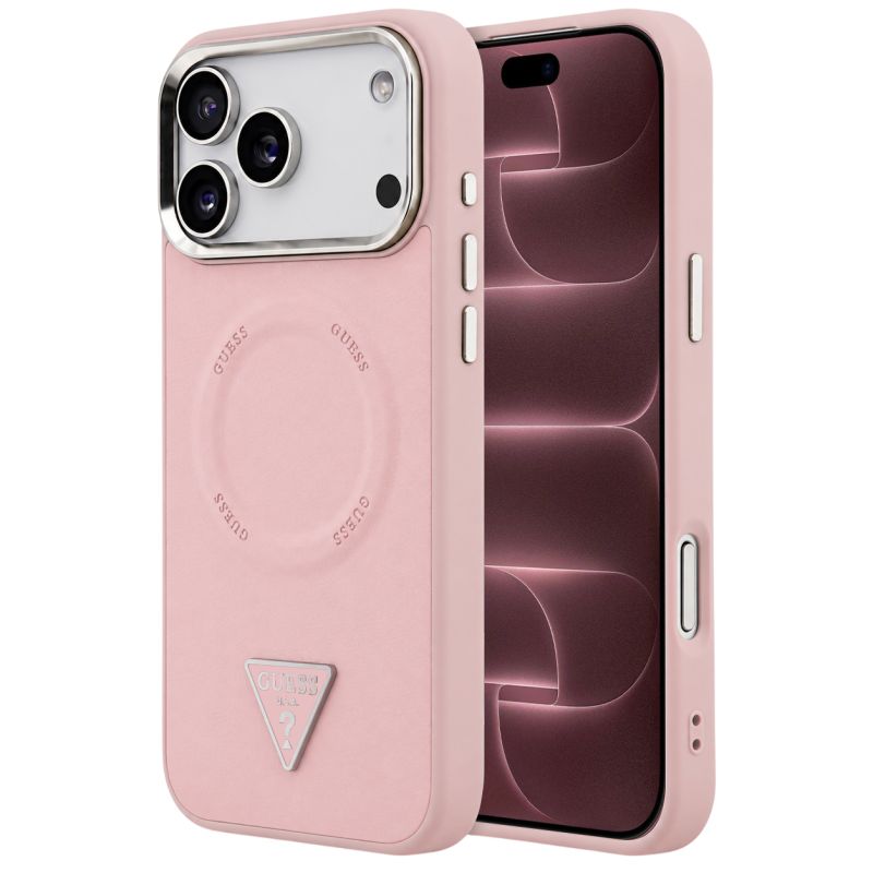 Husa pentru iPhone 18 Pro Max / iPhone 17 Pro Max - Guess Hardcase Triangle Logo MagSafe (GUHMP18XPSDTSCMP) - Pink