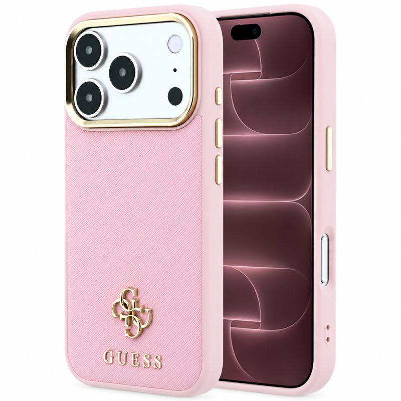 Husa pentru iPhone 18 Pro Max / iPhone 17 Pro Max - Guess Saffiano Small 4G Classic MagSafe (GUHMP18X6PSA4DMP) - Pink