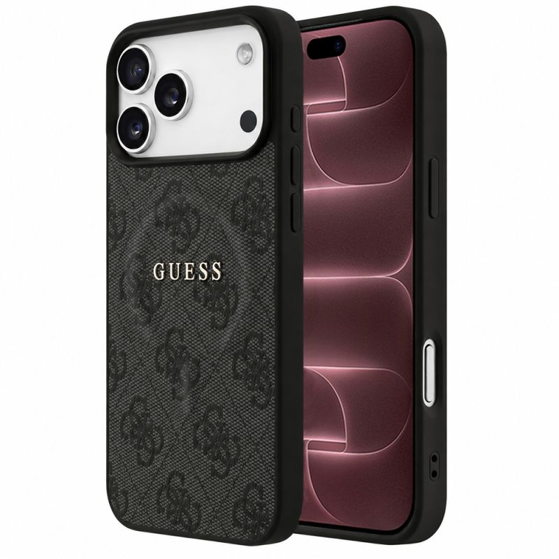 Husa pentru iPhone 18 Pro Max / iPhone 17 Pro Max - Guess 4G Embossed Ring Classic Logo MagSafe (GUHMP18XP4MSEGK) - Black