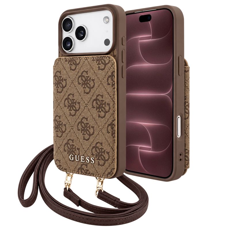 Husa pentru iPhone 18 Pro Max / iPhone 17 Pro Max - Guess Hardcase 4G Crossbody Cardslot (GUHCP18XCB4GB) - Brown