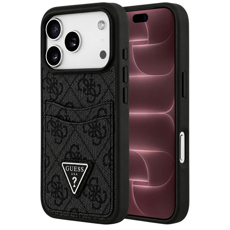 Husa pentru iPhone 18 Pro Max / iPhone 17 Pro Max - Guess Hardcase 4G Double Card Triangle (GUHCP18XP4TPK) - Black