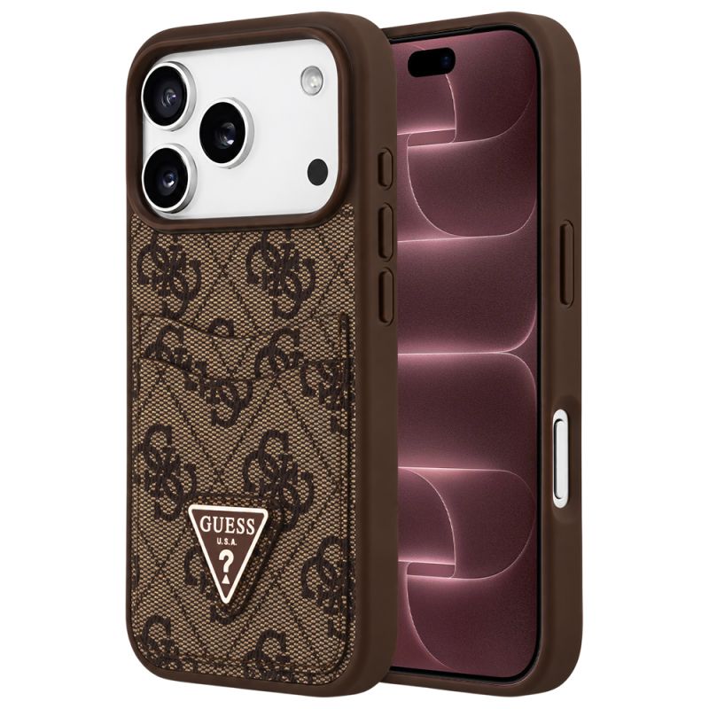 Husa pentru iPhone 18 Pro Max / iPhone 17 Pro Max - Guess Hardcase 4G Double Card Triangle (GUHCP18XP4TPW) - Brown