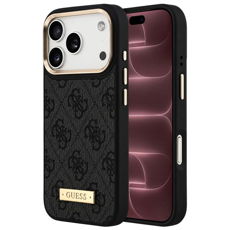 Husa pentru iPhone 18 Pro Max / iPhone 17 Pro Max - Guess Hardcase 4G Logo Plate MagSafe (GUHMP18XU4GPRK) - Black