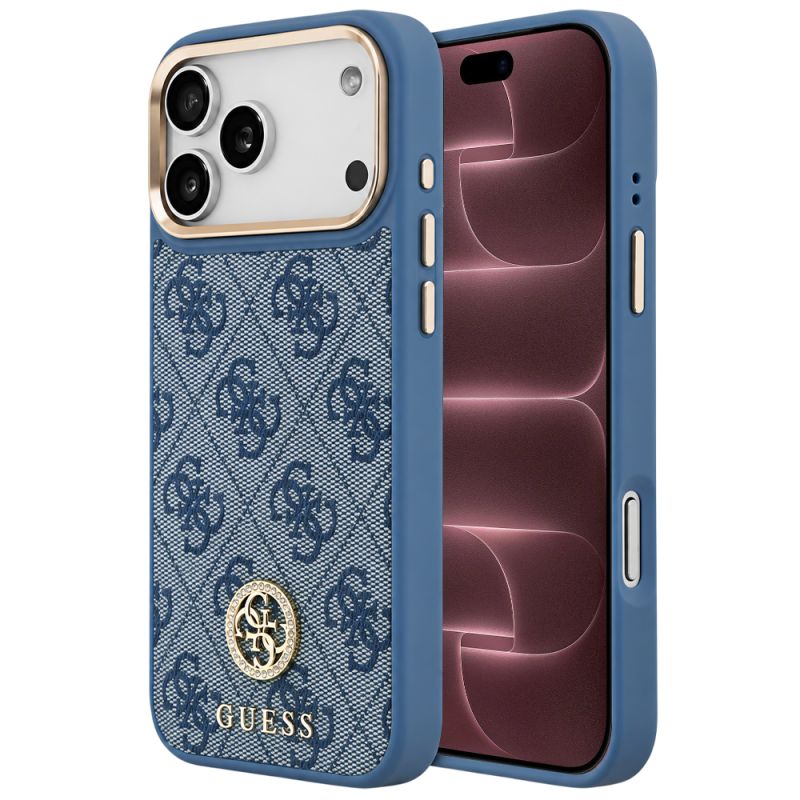 Husa pentru iPhone 18 Pro Max / iPhone 17 Pro Max - Guess Hardcase 4G Strass Logo MagSafe (GUHMP18XP4GRMDEB) - Blue