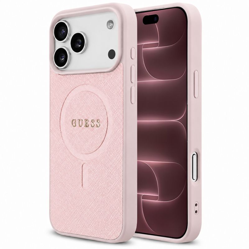 Husa pentru iPhone 18 Pro Max / iPhone 17 Pro Max - Guess Saffiano MagSafe (GUHMP18XPSAHMCP) - Pink